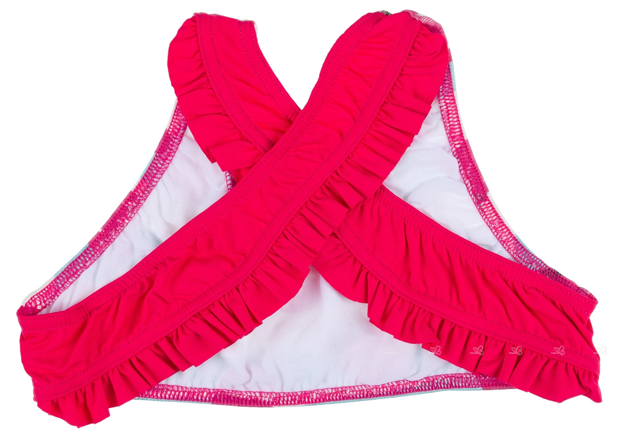 Maricruz Moda Infantil Bikini Ni A Rayas Celeste Fresas Con Volantes