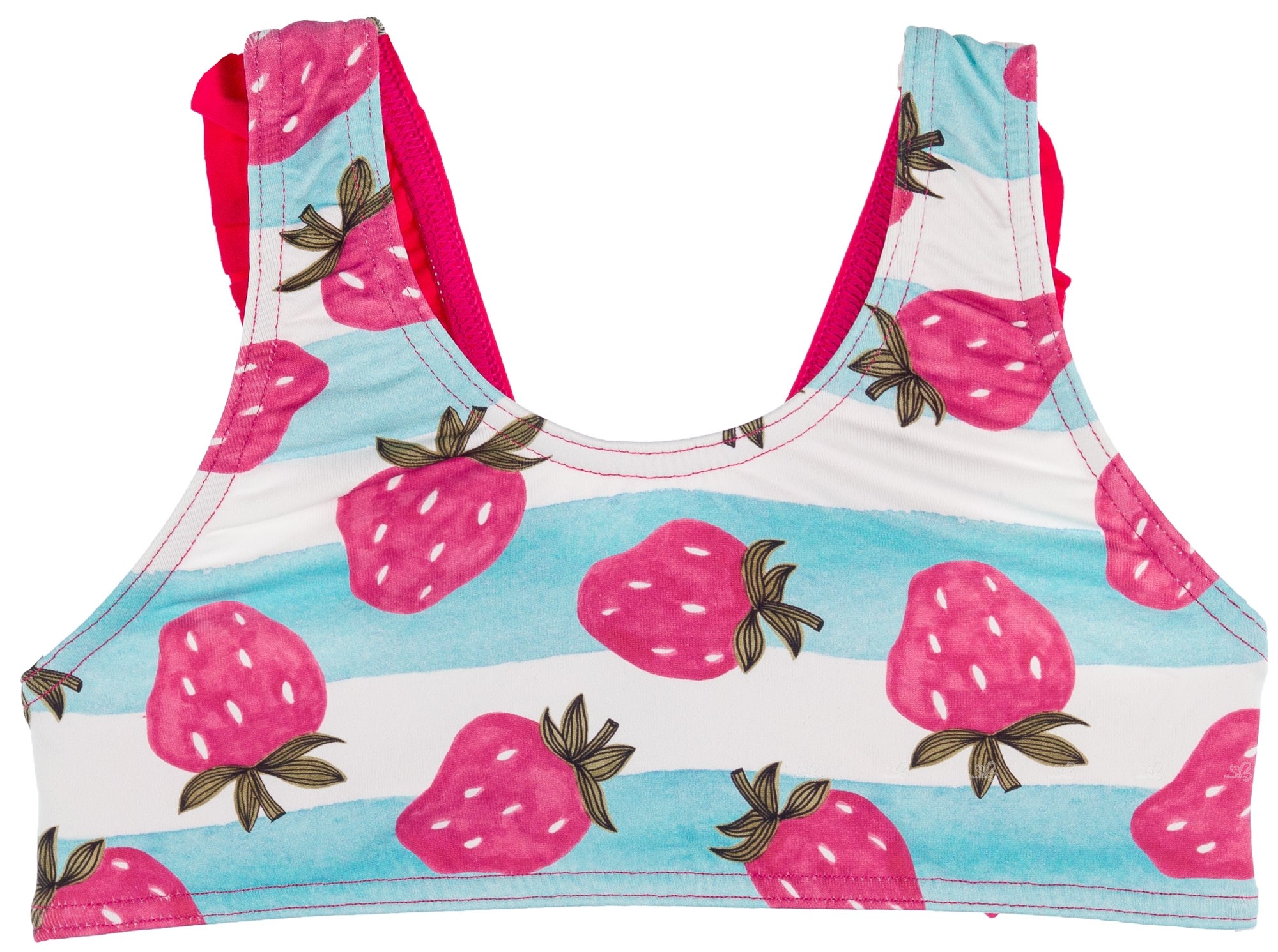 Maricruz Moda Infantil Girls Light Blue Pink Strawberry Bikini With