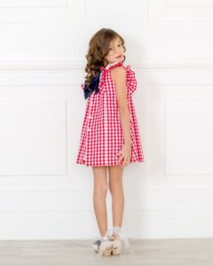 VESTIDO EVASÉ VICHY ROJO & LAZO MARINO