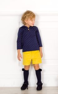 CONJUNTO NIÑO SUDADERA CAPUCHA MARINO & SHORT MOSTAZA DE BABY YIRO