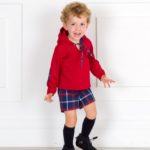 Conjunto Niño Sudadera Capucha Rojo & Short Cuadros Marino De La Peppa Moda Infantil