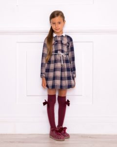 Vestido Camisero Tartán Marino & Granate Colección College de kauli