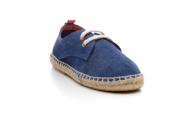 CONFETTI Alpargatas Cordones Piel Serraje Azul | Missbaby