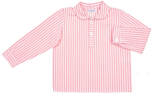 Camisa Polera Bebé Rayas Coral Blanco