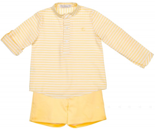 Eve Children Conjunto Niño Camisa Rayas Short Amarillo