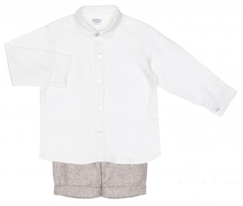 Conjunto Niño Camisa Blanco & Short Gris