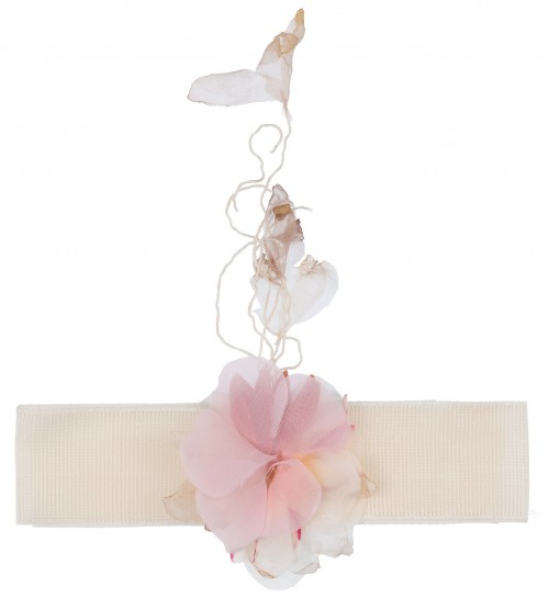 Rochy Tocado Niña Crudo & Flor Rosa Empolvado