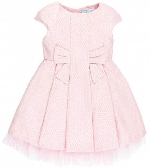 Abel & Lula Vestido Niña Tablas & Jacquard con Flores Rosa Empolvado 