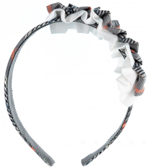 Rochy Diadema Niña Cuadros Príncipe Gales Gris & Naranja