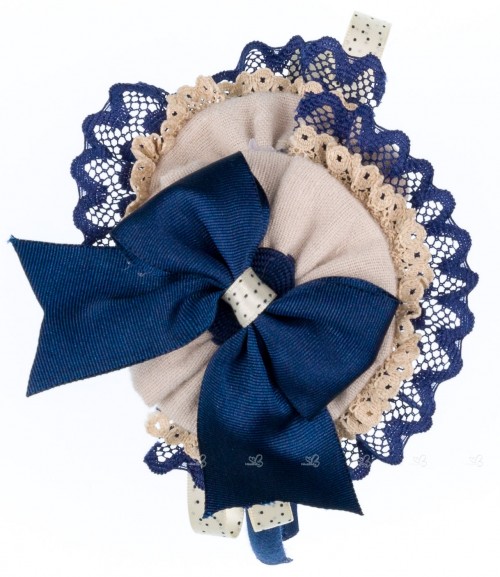 Dolce Petit Diadema Niña Lunares Beige & Lazo Marino