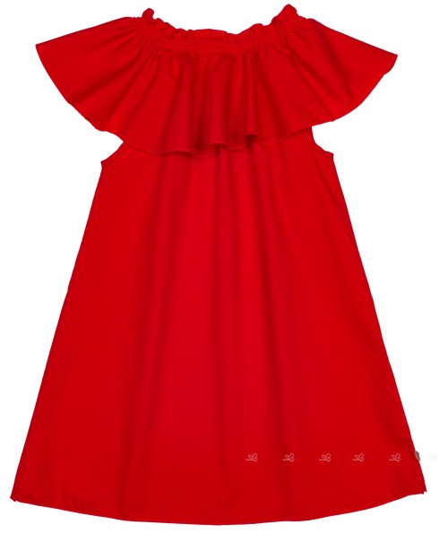 Vestido Playa Cuello Volante Rojo Colección España