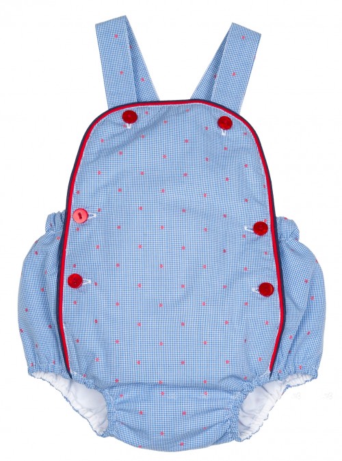 Foque Ranita Peto Cuadros Vichy Azul Topitos Rojo