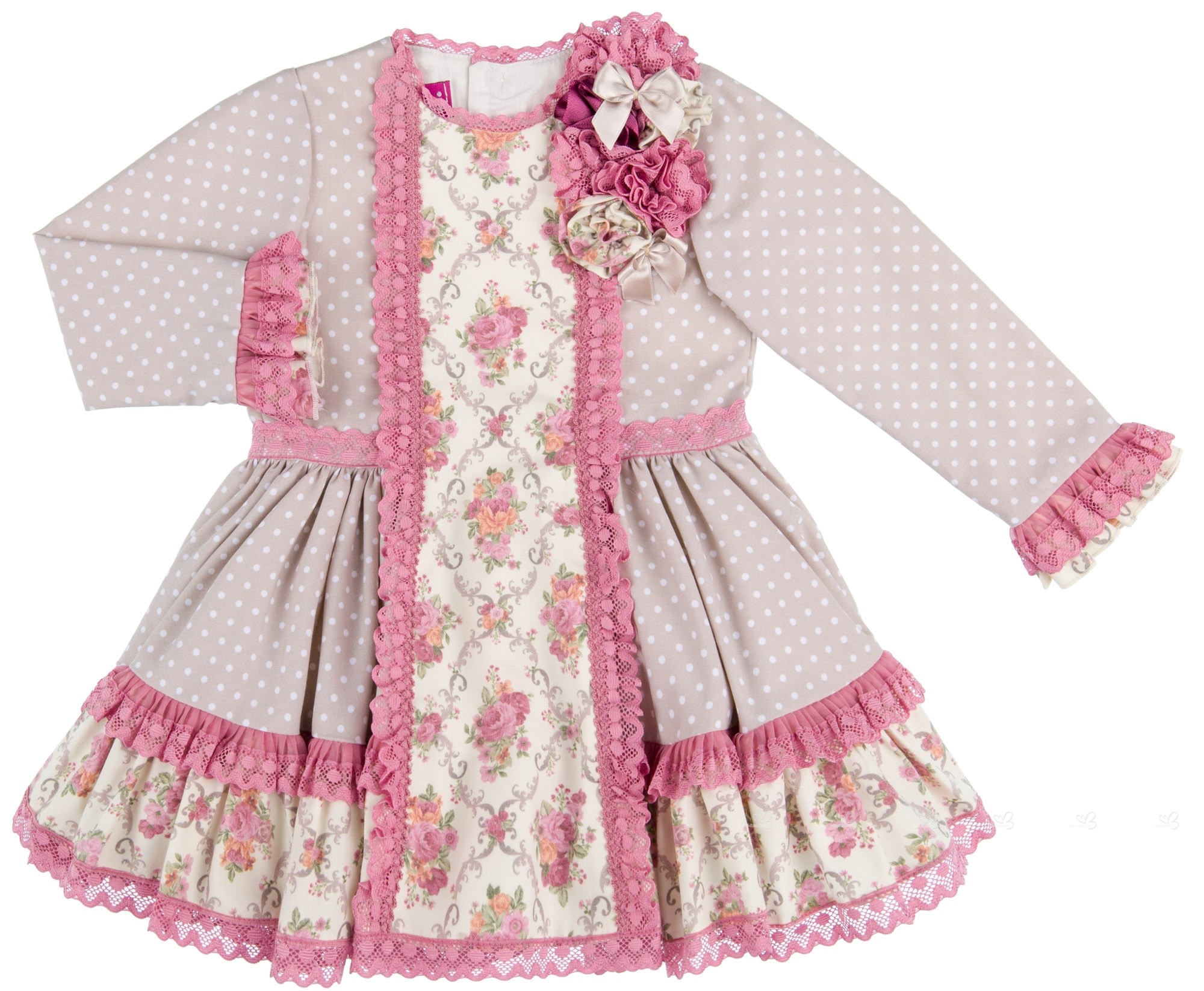Infantil Vestido Niña Topitos & Estampado Floral Rosa Missbaby