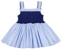 Vestido Niña Combinado Topitos Rayas Azul