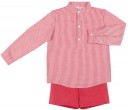 Manuela Montero Conjunto Niño Camisa Rayas & Short Granate