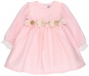 Rochy Vestido Niña Brocado Fajín & Mangas Tul Rosa