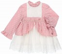 Dolce Petit Vestido Niña Sobrefalda Plumeti Rosa Empolvado & Tul Blanco Bordado 