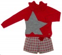 Conjunto Jersey Estrella & Short Tweed Rojo & Gris