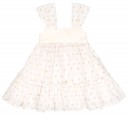 Vestido Niña Blanco Bordado Dorado Tirantes
