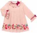 Dolce Petit Girls Pale Pink Floral Print Dress with Ruffles