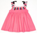 Mon Petit Bonbon Vestido Niña Bambula Rosa Cuello Crochet Flecos