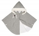 Capa Lana Capucha Desmontable Gris & Blanco