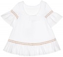 Vestido Niña Manga Francesa Blanco Dorado Volantes