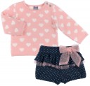 Dadati Conjunto Bebé Niña Jersey Corazones Rosa & Bombacho Lunares 