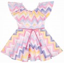 Vestido Niña Rayas Zig-Zag Cuello Volante Multicolor 