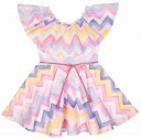 Vestido Niña Rayas Zig-Zag Cuello Volante Multicolor 