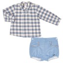 Conjunto Bebé Niño Camisa Cuadros & Short Azul 