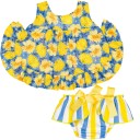 Conjunto Bebé Top Floral & Cubrepañal Rayas Amarillo