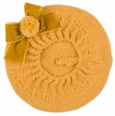 Boina Niña Punto Mostaza & Lazo Terciopelo con Borla