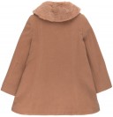 Abrigo Niña Paño Camel & Cuello Pelo Sintético Desmontable