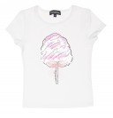 Camiseta Lentejuelas Algodón de Azúcar Blanco & Rosa