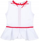 Top Niña Blanco Costuras Rojo