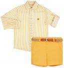 Dolce Petit Conjunto Niño Camisa Rayas & Short Amarillo Con Cinturón