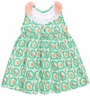 Nini Moda Infantil Vestido Conejos Verde & Lazos Vichy Naranja