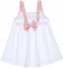 Maricruz Moda Infantil Conjunto Bebé Vestido Perforado Blanco & Culetín Conejitos Rosa