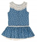 Vestido Chambray Pajaritos Azul 