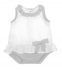 Body-Vestido combinado gris & blanco con lazo