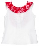 Conjunto Blusa Blanco & Falda Estampado Floral Rojo 