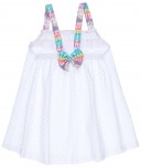 Maricruz Moda Infantil  Conjunto Niña Vestido Perforado Blanco & Culetín Tie-Dye Verde Agua