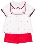 Foque Conjunto Niño Camisa Estampado Marinero Blanco Short Rojo