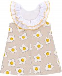 Nini Moda Infantil Vestido Nina Estampado Huevos Beige & Amarillo 