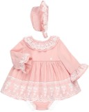 Dolce Petit Conjunto 3 Piezas Rosa con Volantes Tul Bordado Blanco 
