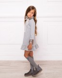 Outfit Vestido Cuello Removible Punto Roma Gris