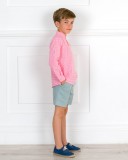 Manuela Montero Conjunto Niño Camisa Vichy Coral & Short Verde Hoja