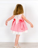 Dolce Petit Vestido Niña Jacquard Lunares Rosa & Espalda Encaje Pico Crudo