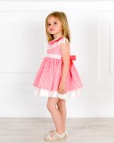 Dolce Petit Vestido Niña Jacquard Lunares Rosa & Espalda Encaje Pico Crudo